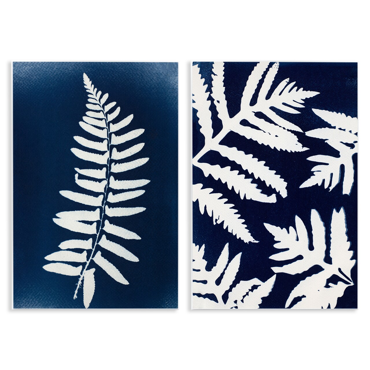 Stupell Industries Fern Leaves on Indigo 2pc Wall Plaque Set, design by Lynn Byrd